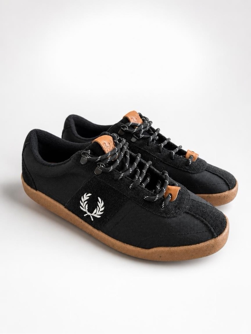 Authentic Fred Perry Utility Court Sneakers size 8 black suede and canvas